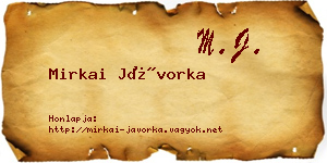 Mirkai Jávorka névjegykártya